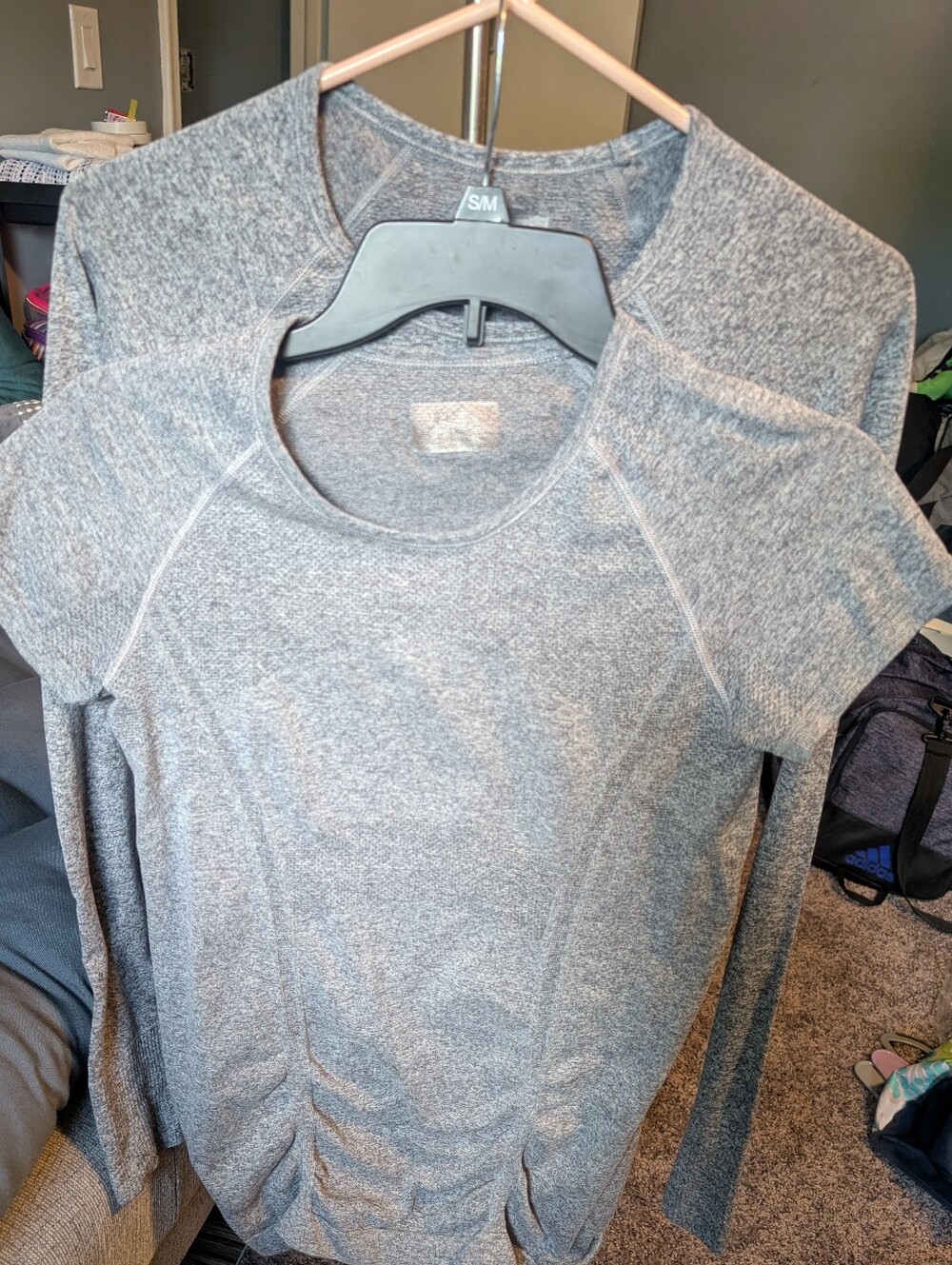 Set of 2 Fastest Track Long & Short Sleeve Tee. Size Small.  Flint Heather Grey.
